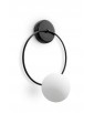 Lampa ścienna kinkiet Fuppu B czarna okrągła rama i biały szklany klosz UMMO
