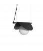 Lampa wisząca Sallo A czarna z dekoracyjnym kloszem i szklaną białą kulą UMMO